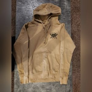 SCW Skull Design Hoodie Men's Size Large Beige Great Shape! Used See Pictures!